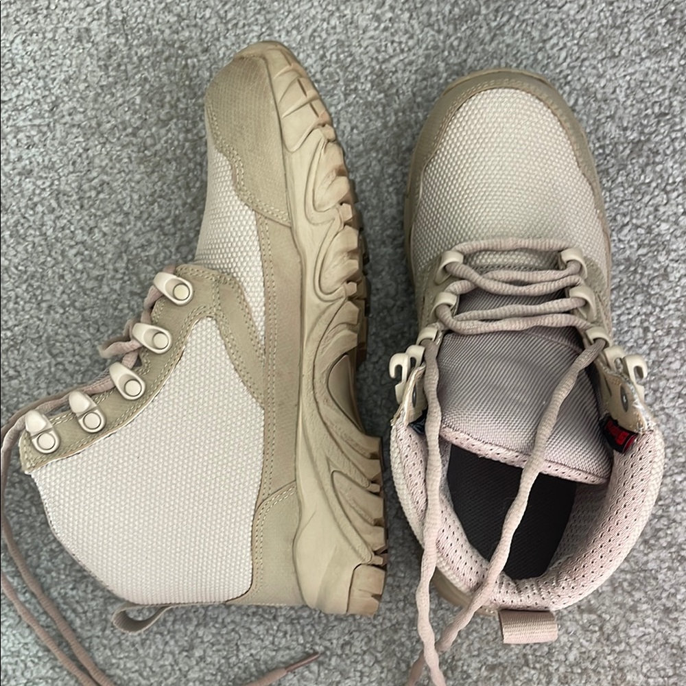 Beige High-Top Hiking Boots
